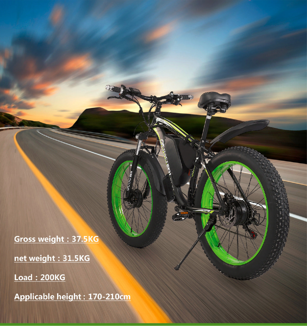 Notting Hill E-Bikes presents Bezior GF700 E-Bike 1000W Motor 48V Fat Tyre 26" X 4" Mountain/Road/Snow/Beach