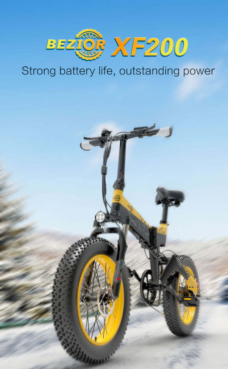 Notting Hill E-Bikes presents Bezior XF200 1000W 20" FAT TYRE Folding E-Bike Mountain/Snow/Road/Beach E-Bike