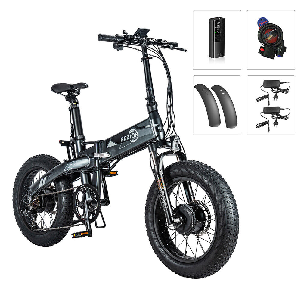 Notting Hill E-Bikes presents Bezior XF005 1000W 20" FAT TYRE Folding E-Mountain/Snow/Road/Beach