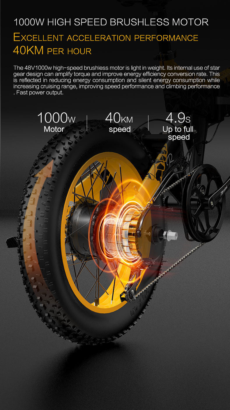 Notting Hill E-Bikes presents Bezior XF200 1000W 20" FAT TYRE Folding E-Bike Mountain/Snow/Road/Beach E-Bike